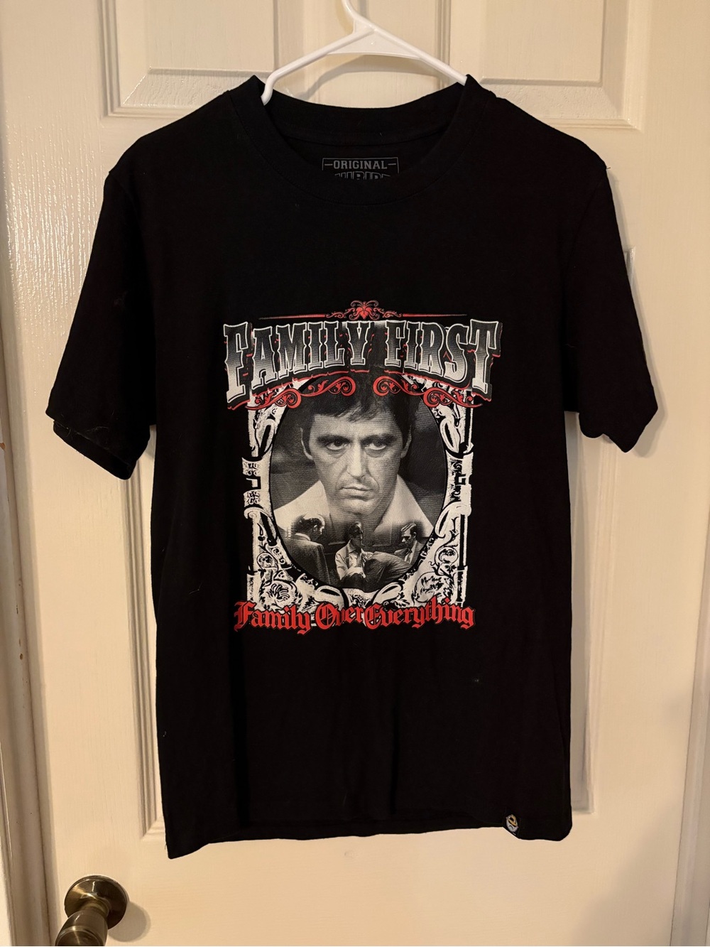 Family First Black Graphic Tee - Men's Crew Neck Shirt